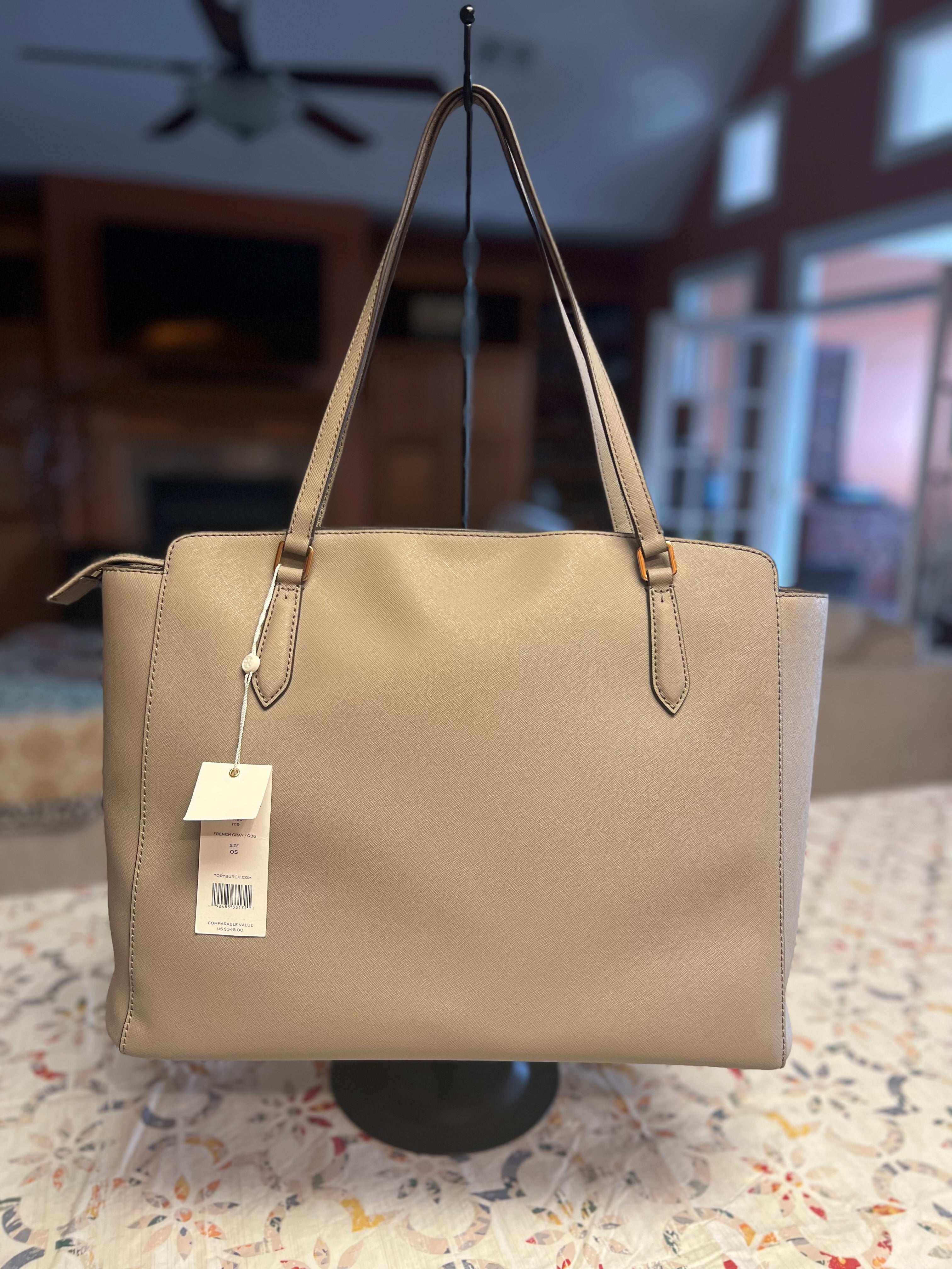 NWT 100% Authentic Small York Tory Burch hotsell Tote in Saffiano Leather in Luggage Col